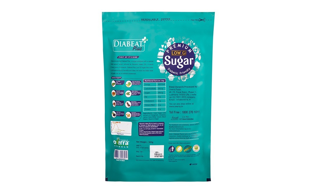 Overra Herbals Diabeat Plus Premium Low GI Sugar   Pack  500 grams